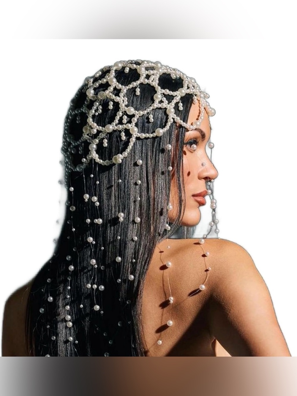 Elegant Faux Pearl Beaded Headpiece / Bridal Hair Veil